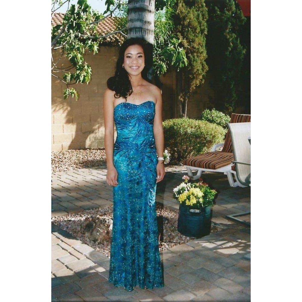 Teal/Aqua Strapless Mermaid Prom/Pageant Dress